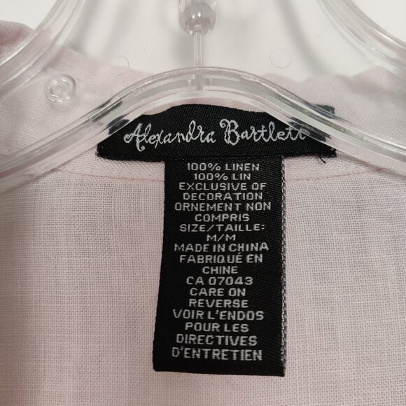 Alexandra Bartlett Women's Button Down Shirt Size M Pink Linen Business Casual - Picture 2 of 8